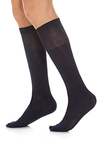 Relaxsan 550L (Blu, Tg.4) Calze Senza Elastico Uomo Donna, Lunghe, Senza Compressione, Piedi Diabetici, Cotone e Argento