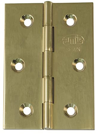 Amig - Confezione da 2 cerniere fisse in ottone senza estremità - 60 x 40 mm - Modello 1002 - Finitura lucida Vernice - Canto quadrato - Profilo laminato - Facile installazione e utilizzo - Fai da te