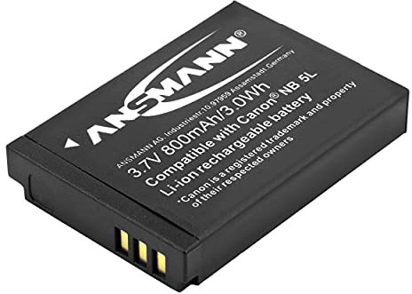 ANSMANN A-Can NB 5 L Li-Ion Digicam Akku 3,7V/800mAh baugleich für Canon Foto Digitalkamera, Camcorder, Foto-Apparat/Ideal für Hobby- und professionelle Fotografie / 5022953