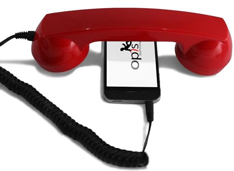 Opis 60s Micro (Versione Android) : Cornetta Per Cellulare/Auricolare A Forma Di Cornetta/Cornetta Per Smartphone/Cornetta Per Tablet/Cornetta Telefono Rosso/Cornetta Telefono Rossa