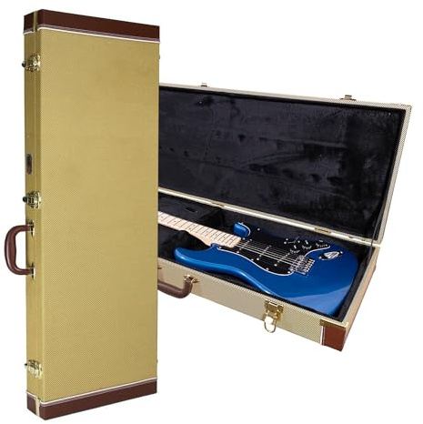 Gearlux Electric Guitar Hard Case for Fender Stratocaster/Telecaster and Standard-Size Guitars - Tweed