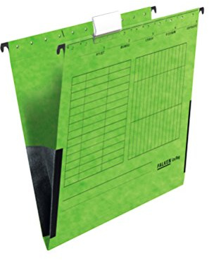 Original Falken 25-pack hängande väska UniReg. Tillverkad i Tyskland. Tillverkad av återvunnen kartong för DIN A4 med linne grodor grön Blue Angel idealisk för lösa blad arkivering på kontoret och myndigheten.