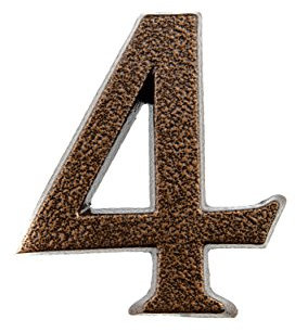 HUBER Hausnummer 4 aus Aluminium 10 cm I Hausnummern für Haus & Tür - Hausnummernschilder in edlem Antik Kupfer 3D Design, pulverbeschichtet
