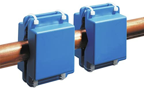 WENKO Anti-Kalk magnetisch | Anti-Kalk-Magnet für Schlauch | 2 Stück | geeignet für alle Rohrleitungen | Magnetkraft von 1200 Gauss | Kunststoff | 5 x 7 x 4,3 cm | blau