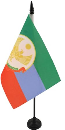 AZ FLAG Bordsflagga Republiken Dagestan 21x14 cm 100D Polyester Plastfot