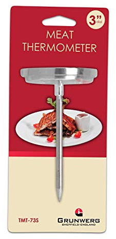 Grunwerg TMT-73S Fleischthermometer aus hochwertigem Edelstahl – 3“ Einstellrad, Silber