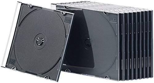 PEARL CD Slim Case: 10er-Set Slim-CD-Hüllen transparent/schwarz (Box, Slimcase, Blu)