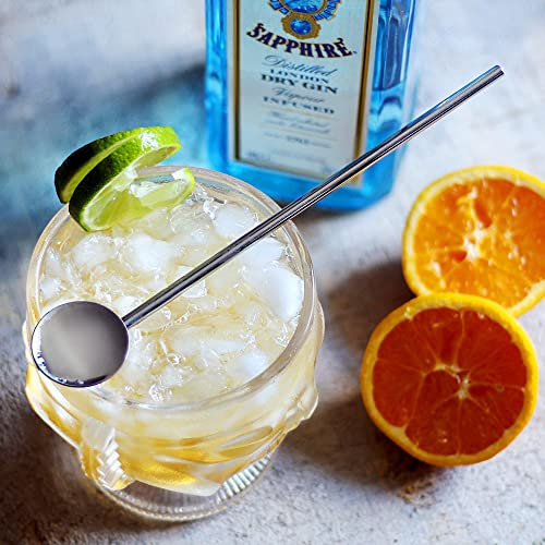 bar@drinkstuff Spoon Straws Stainless Steel Pack of 4 | Drinking Straws & Stirrers Ideal for Smoothies, Milkshakes, Slush, Tea and Coffee,Silver,29.49 x 7.49 x 7.01 cm; 481 Grams