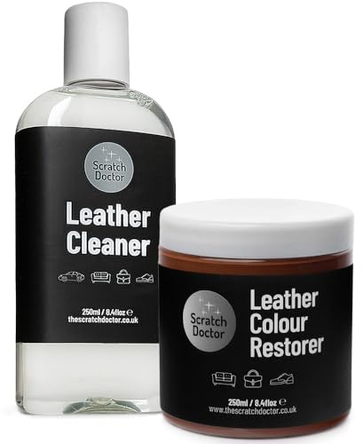 Scratch Doctor Leather Cleaner & Colour Restorer Kit for Sofas Car Seats Bags Shoes Jackets (Medium Brown, 250ml)