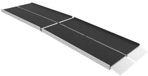 EZ-ACCESS Suitcase Trifold Portable Aluminum Folding Wheelchair Ramp with Non Slip Applied Surface, Self-Adjusting Bottom Transition Plates, Heavy Duty 800 lbs, for Home Steps & Doorways, 10-Foot