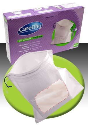 CARE BAG 1 confezione = 20 sacchetti con tampone. SACCHETTO ASSORBENTE PER VOMITO. Anche nei modelli: copri padella, copri cestino comoda, pappagallo urinale maschile, Copri WC.