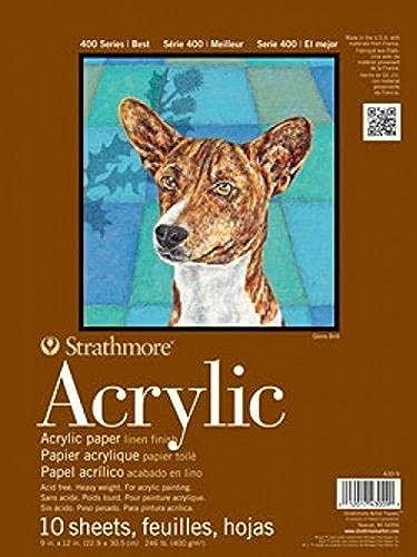 Strathmore 400 Series Acrylic Pad, Linen Finish, 12x18 Glue Bound, 10 Sheets