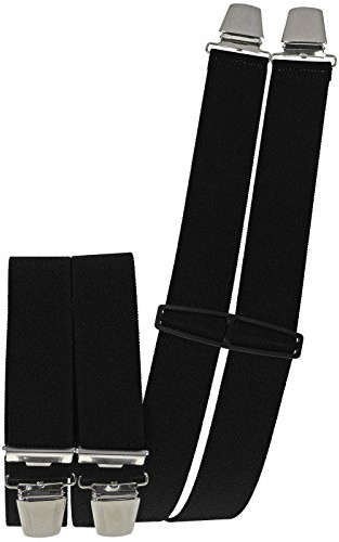 Harrys-Collection Herren Hosenträger mit 4 extra starken Clips uni Farben, Farben:schwarz