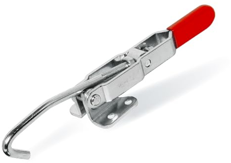 POWERTEC 1PK Toggle Clamp with J Hook, 375 lbs Holding Capacity, 451 Adjustable Pull Action Latch for Smoker, Tool Box, Woodworking Jigs and Fixtures, Cabinet, Lids, Door, Truck (20308)