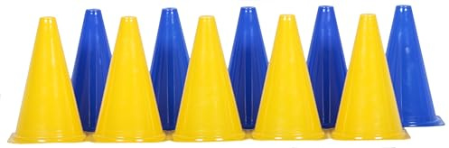 Boje Sport 10er Set Markierkegel, Pylonen, Pferdesport, Reitsport, Hundesport, Koordinationstraining, Ausdauertraining und Sprinttraining, 23 cm, Farbe 5 x blau/ 5 x gelb