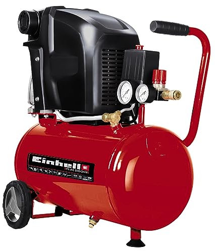 Einhell 24L Oil Lubricated Air Compressor -8 Bar, 116 PSI,132 l/min, 240V, 1500W Long Life Motor, Pressure Reducer, Safety Valve - TE-AC 230/24/8 OF Compressed Air Pump For Workshops, 3 Year Warranty