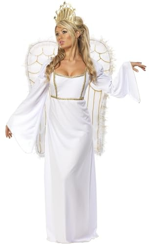 Smiffys, Damen Engel Kostüm, Kleid, Krone und Flügel, Größe: M, 31289