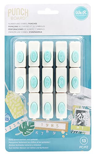 We R Memory Keepers 660516 Word Punch Board Numbers and Symbols Set for Cardmaking and Other Paper Crafts, White, 3, 5 cm