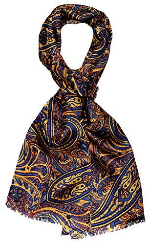 Lorenzo Cana Luxus Herren Schal 100% Seide in harmonischen Farben bedruckt doppellagig Seidenschal Seidentuch Tuch Dandy Style 30 cm x 160 cm - 8913911