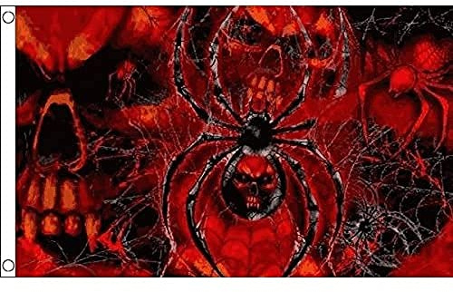 AZ FLAG Flagge Totenkopf mit Spinne 150x90 cm Pirat Polyester 100D 2 Ösen | Für innen und außen dekorative Flagge doppelte Nähte und verstärkte Kanten mit Metallösen 100D Polyester
