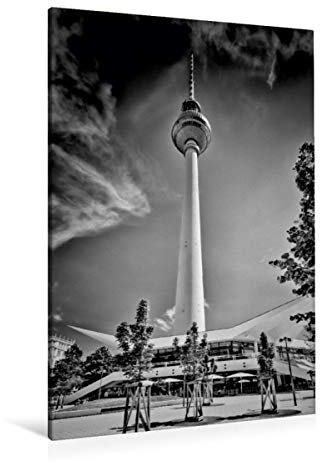 Premium Textil-Leinwand 80 x 120 cm Hoch-Format BERLIN Fernsehturm | Wandbild, HD-Bild auf Keilrahmen, Fertigbild auf hochwertigem Vlies, Leinwanddruck von Melanie Viola