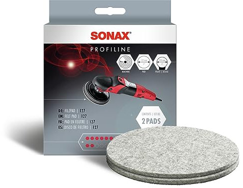 SONAX FilzPad 127 (2 Stück) hochwertiges stark abrasives FilzPad zur Verarbeitung von Schleifpasten | Art-Nr. 04933000