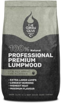 Green Olive Firewood Premium Professional Lumpwood Charcoal 10kg – Restaurant Grade Charcoal - Long-lasting, Eco-friendly, BBQ Charcoal Ideal for BBQ, Grilling, Smoking, & Pizza Ovens