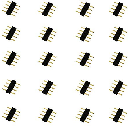 LitaElek 20pcs Conector Tira RGB LED Strip 4 Pines Conector Rápido Cinta Adaptador Banda 4 Pin Tapones para SMD 5050 3528 2835 RGB Strip, Negro