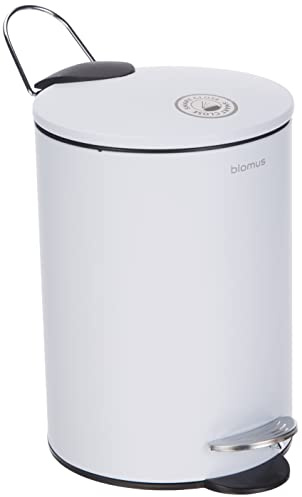 blomus -TUBO- Pedalhink av pulverlackerat stål, vit, 3 l kapacitet, smart stängningssystem, avtagbar hink, exklusiva badrumstillbehör (H/B/D: 24,5 x 17 x 17 cm, vit, 68945)