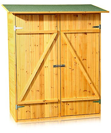 Melko Gerätehaus aus Fichtenholz mit Bitumendach Gartenschrank 162 x 140 x 75 cm Geräteschrank Geräteschuppen für Garten, Terrasse & Balkon Werkzeugschrank