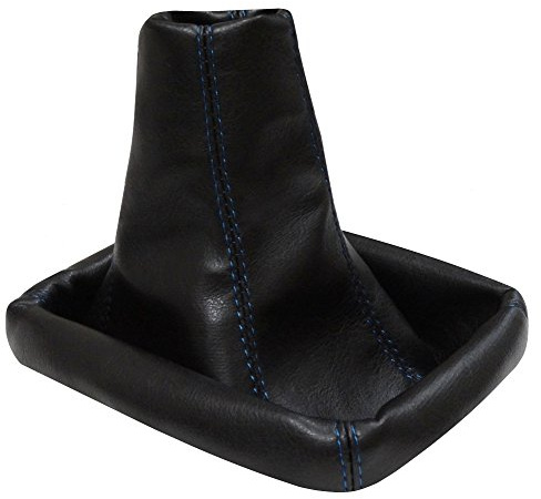 AERZETIX: Funda para palanca de cambios de piel sintética negro con costuras azul