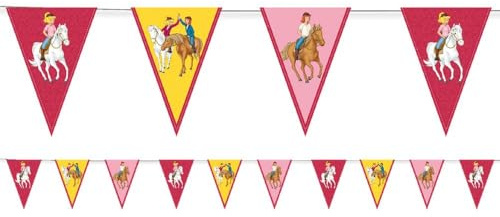 DH-Konzept/CARPETA Bibi & Tina Luftschlangenkette mit 10 Wimpeln für Kinderpartys und DH Blocksberg Deko Partykette Girlande Banner/für Kindergeburtstag im Set