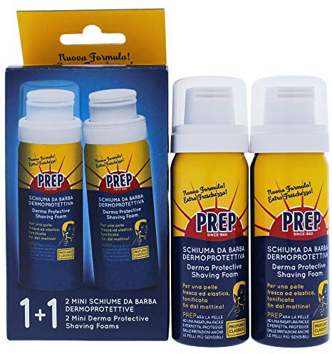 Prep, Schiuma da Barba Dermoprotettiva, Rasatura Facile e Perfetta, Per Tutti i Tipi di Pelle, Profumo Classico, 2x50ml