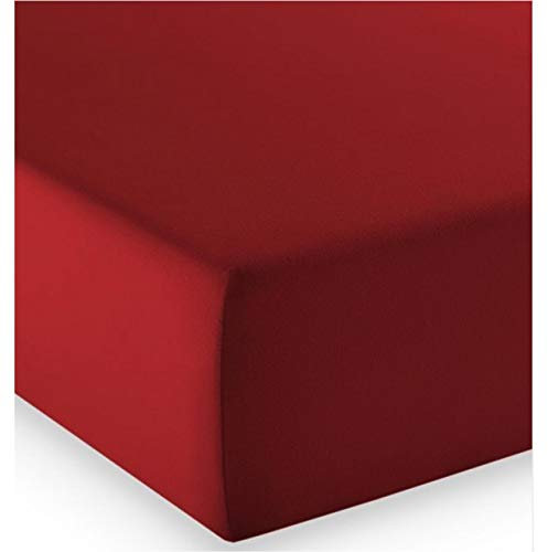 fleuresse 1119 XXL Jersey Stretch Spannbetttuch (96% Baumwolle, 4% Elasthan), mit Rumdumgummizug, Ökotex 100, für Matratzen bis 40 cm Höhe, 180 x 200-200 x 220 cm, Bordeaux
