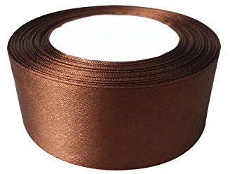Trimming Shop dubbelsidigt satinband, polyester, för presentförpackning, dekoration, konst, hantverk, bröllop, födelsedag, fest, brun, 40 mm