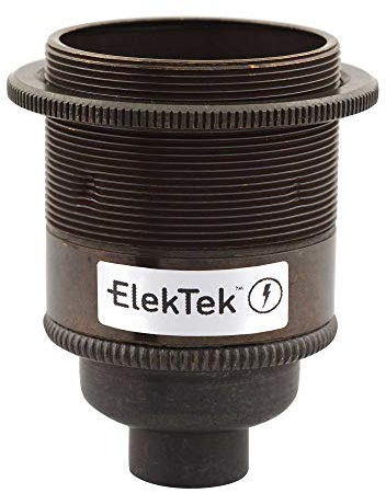 ElekTek ES E27 Lamp Bulb Holder With Shade Ring 10mm Entry Bronze Ideal for Vintage Filament Bulbs