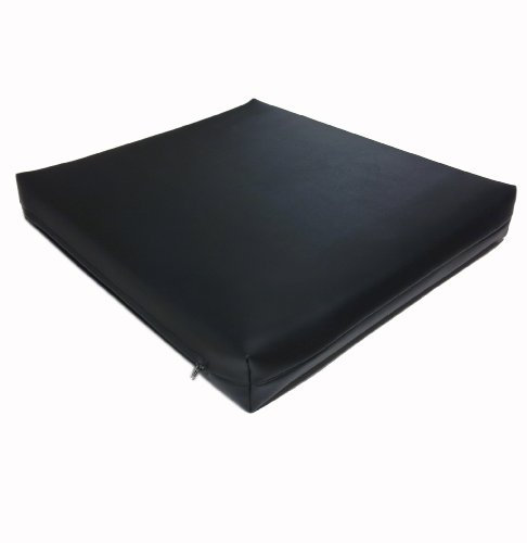 Dibapur ® Rollstuhlkissen ca.45cm x 40cm x 5cm Chefsessel Schwarzen Kunstleder Bezug (Flamm hemmend) Visco Sitzkissen - Viscoelastische, Antidekubitus,Sitzkissen