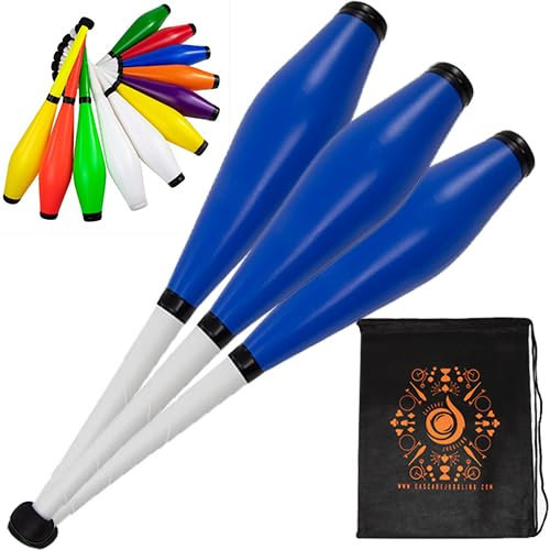 Juggle Dream Coloured Clubs x 3 - Beginner Juggling Pin Set with Cascade Juggling Bag (Blue)
