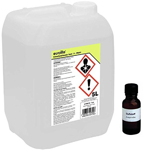 5 Liter Eurolite P (Profi) Nebelfluid + 30 ml Duftstoff Caipirinha, Smoke-Fluid, Nebel-Fluid-Flüssigkeit für Nebelmaschine (5 L Fluid -P- + Duft Caipirinha)