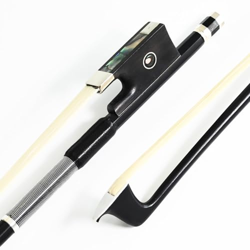 4/4 Full Size Violin Bow Carbon Fiber Bow with Shining Stones Natural Horse Hair Wire Winding Fiddle Bow (4/4, C.F.-Advanced)