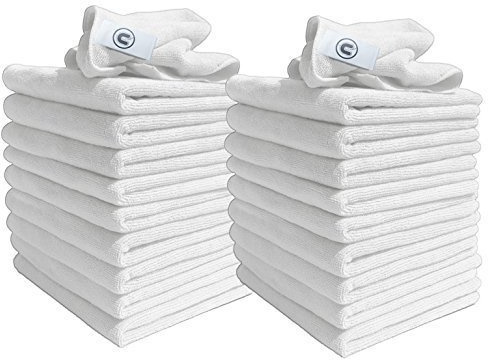 DCS Microfibre Cleaning Cloth, White, Pack of 20, Large Size: 40x40cm. Super Soft Premium Streak Free Washable Cloth Duster for Kitchen, Bathrooms, Surfaces, Mirrors, Car, Motorbike