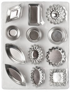 Ateco Tartlet Mold Set, 72-Piece Set Inlcludes 12 shapes, 6 pcs of Each,Silver
