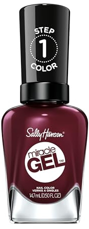 Sally Hansen Miracle Gel Nagellack, ohne künstliches UV-Licht Wine Stock, Weinrot, mit intensiv glänzendem Gel-Finish, Nr. 480 (1 x 14,7 ml)