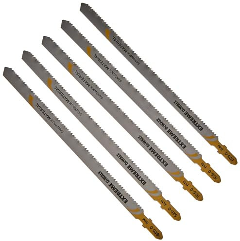 Dewalt Extreme Spezial-Stichsägenblatt DT2084 (180 mm Gesamtlänge, 148 mm Arbeitslänge, 2 mm Zahnteilung, max. Schnitttiefe: 120 mm, für Schnitte in Sandwichmaterialien und Stahlblechen), 5 Stück