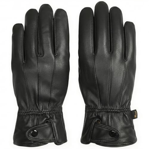 REED Men's Genuine Leather Warm Lined Driving Gloves (XL, BLACK)