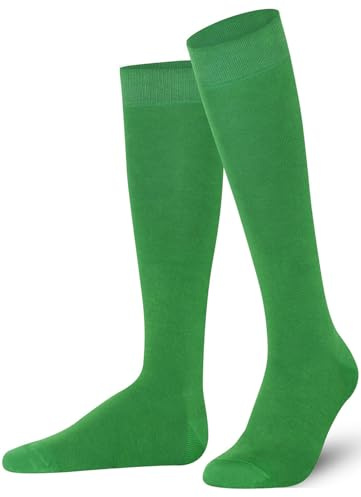 Mysocks Unisex knästrumpor långa strumpor, tillverkade av extra finkammad bomull | sömlös tå | mjukt latexband, Grön, 42-46 EU
