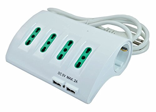 tempo di saldi Presa Multipla 5 Posti Multipresa da Scrivania Interruttore Ciabatta 2 Prese USB
