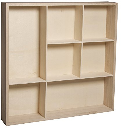 Rayher 62612000 Holz-Setzkasten, FSC Mix Credit, 26x26x4cm, 7 Abteilungen