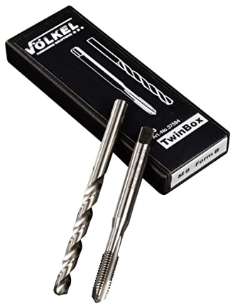 VÖLKEL Twinbox Set 2-teilig | Maschinengewindebohrer + Spiralbohrer | DIN 371 | M4 x 0.7 | HSS-E Gewindebohrer M4 | Gewindeschneider M4 | Für Durchgangslöcher | Form B