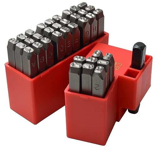 wokesi 4mm hoher Härte Carbon Stahl Großbuchstaben Buchstaben und Zahlen Kugelhammer Hand Punch Metall Stempel Set für Form Juwel Macht sterben